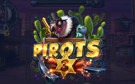Recursos de bônus do Pirots 3 em uma cidade do Velho Oeste com papagaios piratas