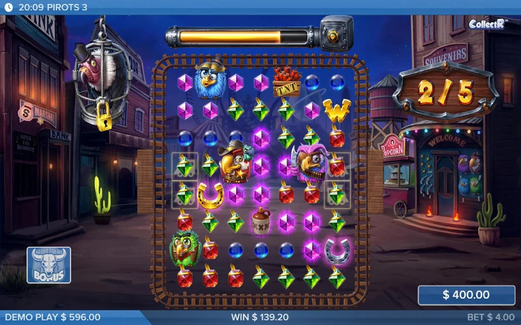 Versão móvel do Pirots 3 slot destacando alertas para pausas e controle de tempo