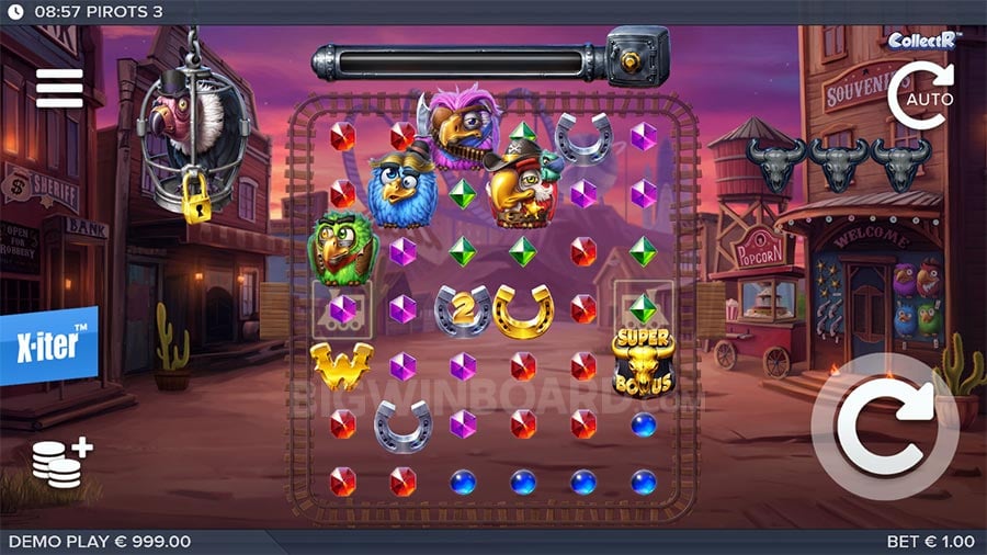 Símbolos de alto pagamento do Pirots 3 em destaque